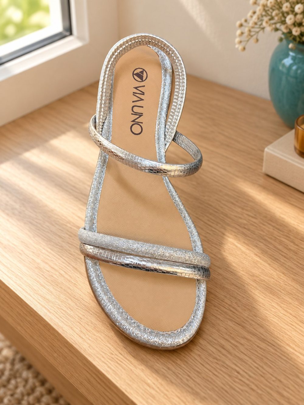 Rasteira Fem Sint. Sola Sintetica Mest Soa Off White /metal Soa Prata Id Produto = — foto 2