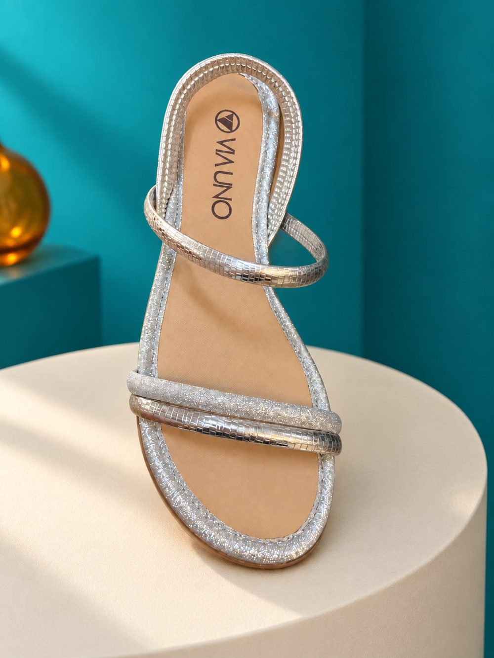 Rasteira Fem Sint. Sola Sintetica Mest Soa Off White /metal Soa Prata Id Produto = — foto 3