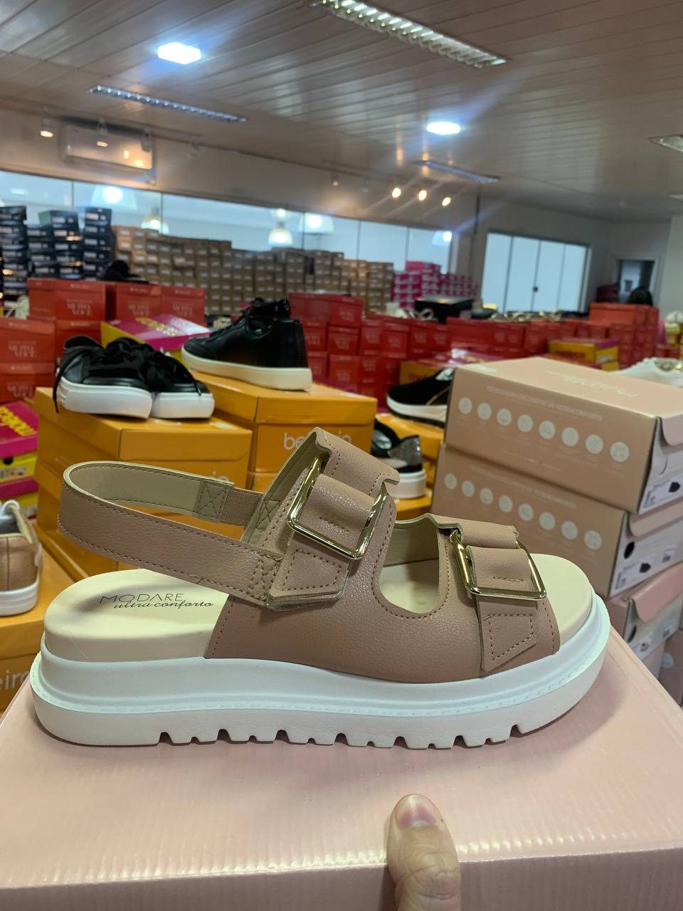 Sandalia Fem. de Uso Comum C/ Sola Sint. Cabedal S Rosa — foto 1
