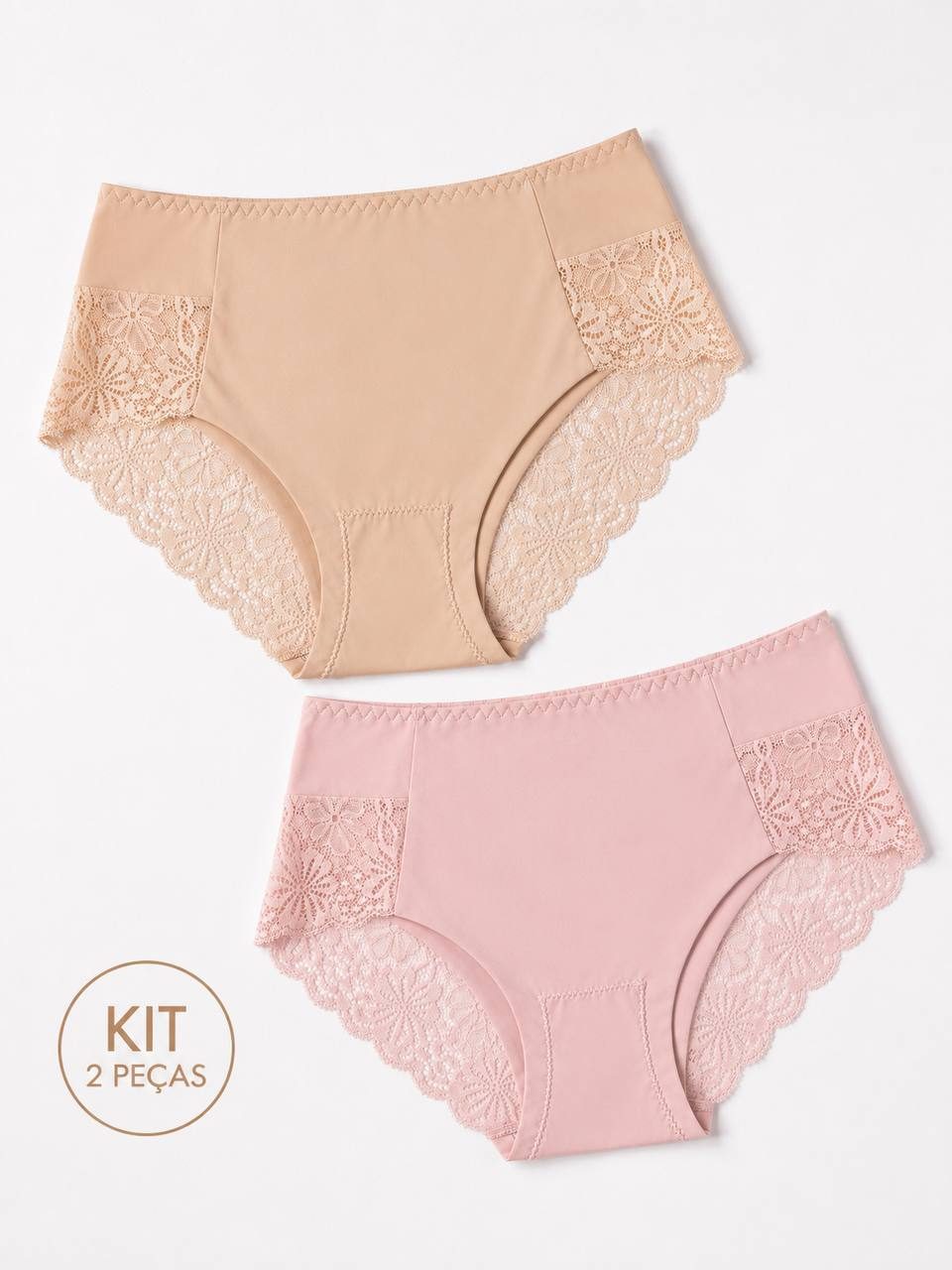Calcinha Kit C/2 Peças Rosa e Bege — foto 1