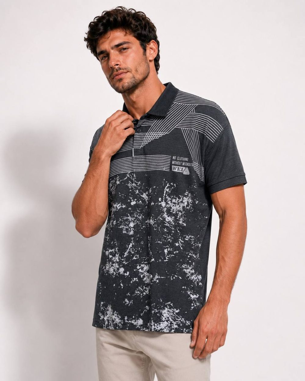 Camisa Polo Masc Cinza — foto 1