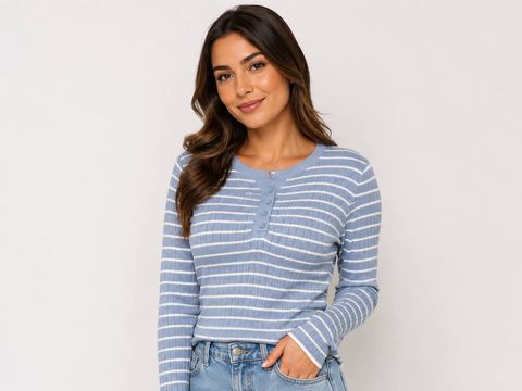 Blusa Feminina Azul Listrado