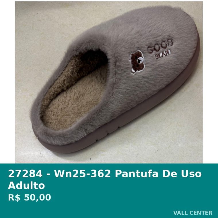 Pantufa de Uso Adulto Marrom — foto 3