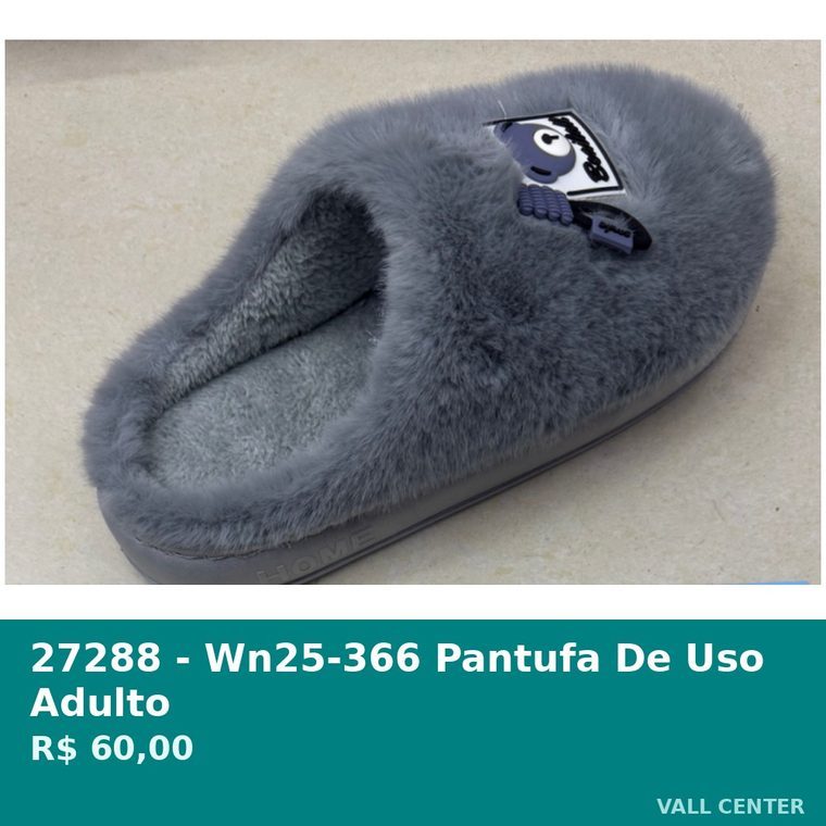 Pantufa de Uso Adulto Cinza — foto 4