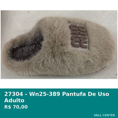 Pantufa de Uso Adulto Cinza