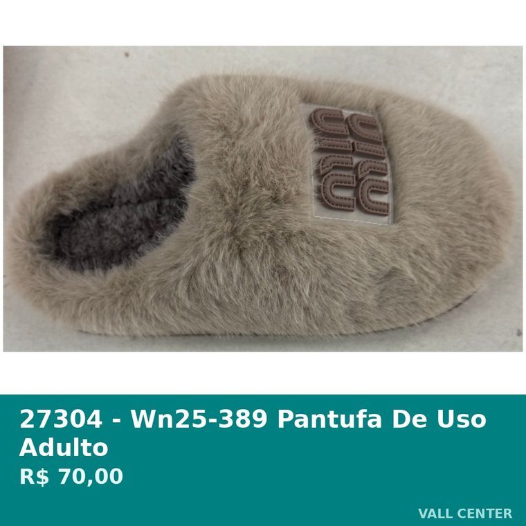 Pantufa de Uso Adulto Cinza — foto 1