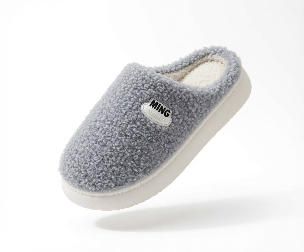 Pantufa de Uso Adulto Azul Cinza — foto 1