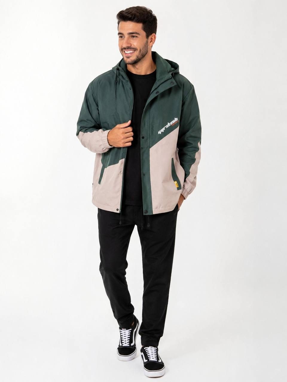 Jaqueta Masculina Verde e Bege — foto 1