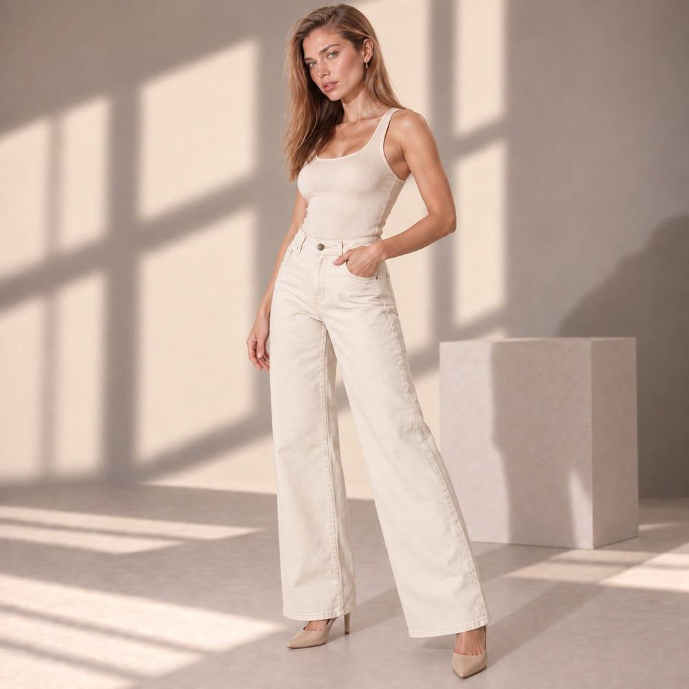 Calça Wide Leg Creme — foto 1